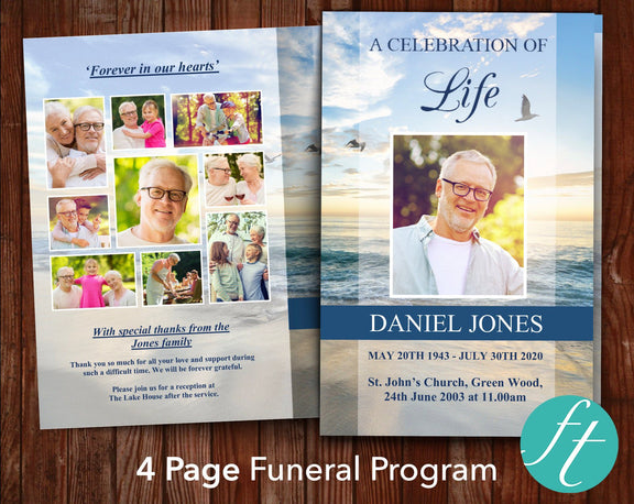 4 Page Beach Funeral Program Template – Funeral Templates