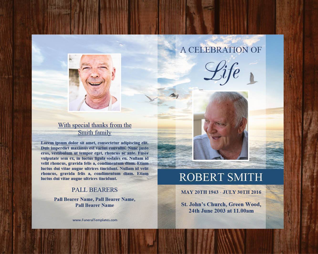 4 Page Beach Funeral Program Template + 4 matching Templates – Funeral ...
