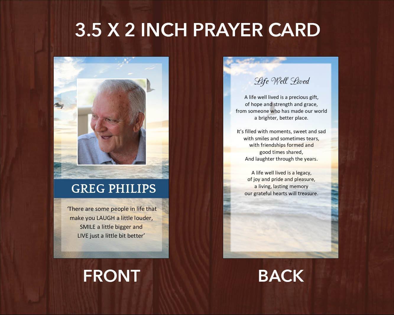 4 Page Beach Funeral Program Template + Prayer Card