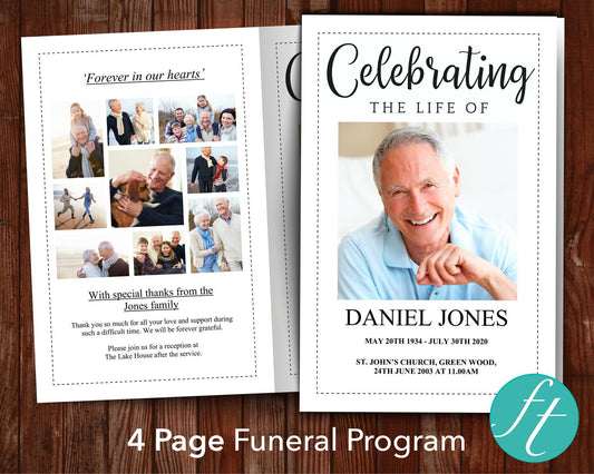4 Page Classic Funeral Program Template
