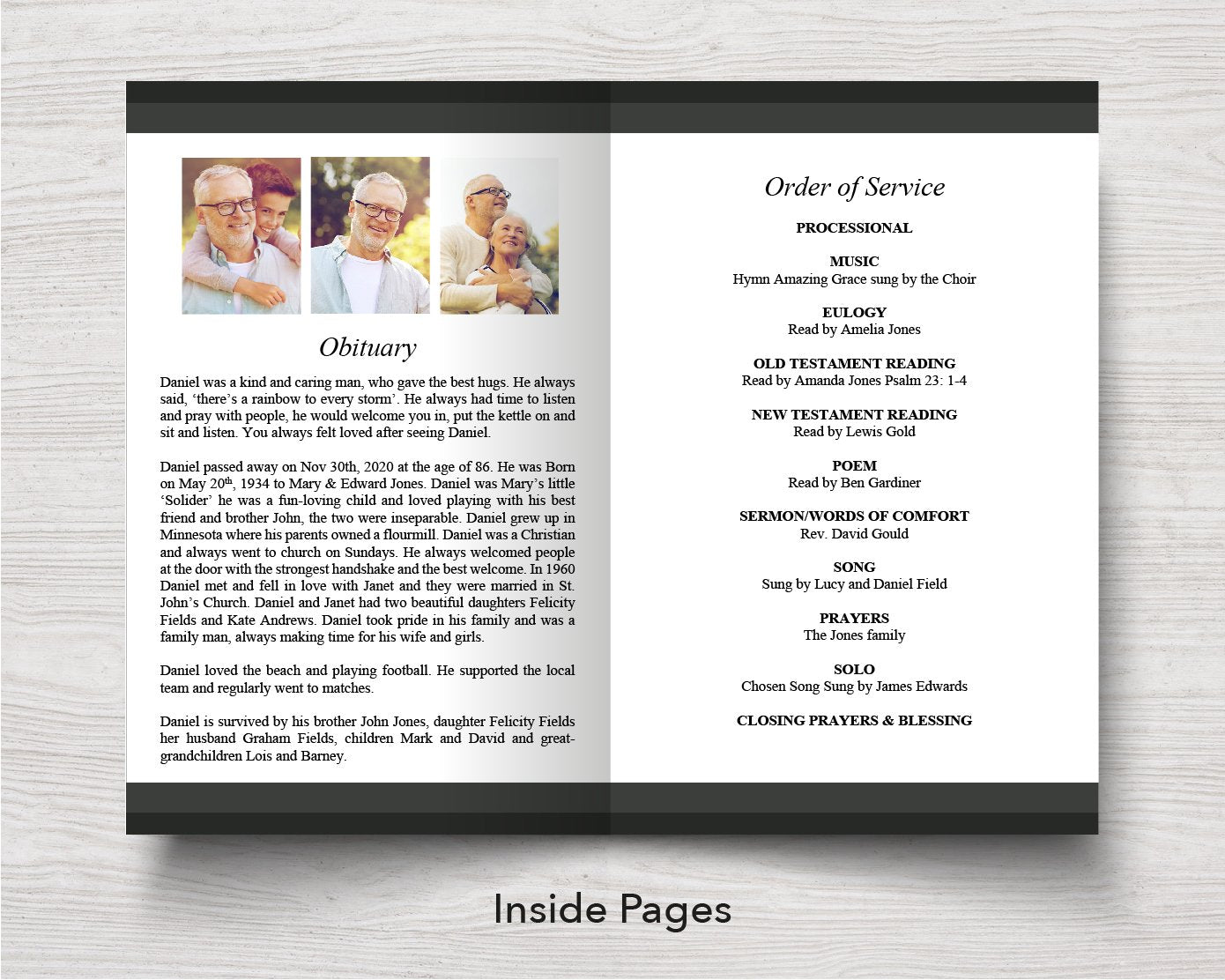 4 Page Classic Grey Funeral Program Template