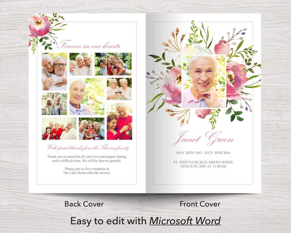 4 Page Floral Burst Funeral Program Template – Funeral Templates