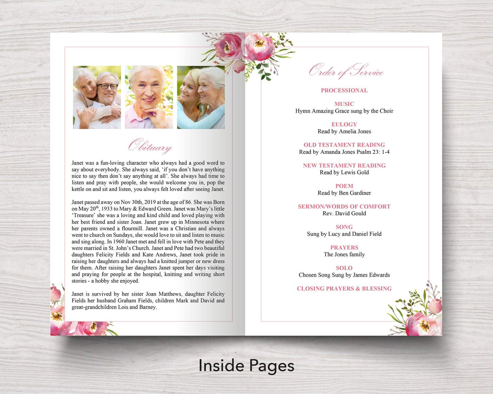 4 Page Floral Burst Funeral Program Template – Funeral Templates