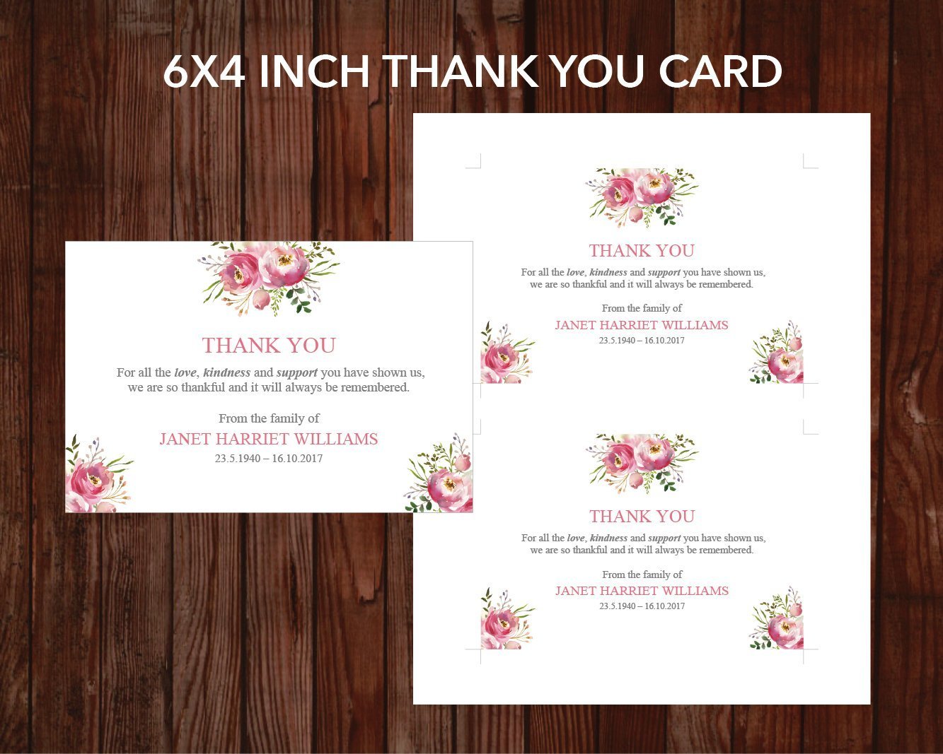 4 Page Floral Burst Funeral Program Template + 4 matching Templates