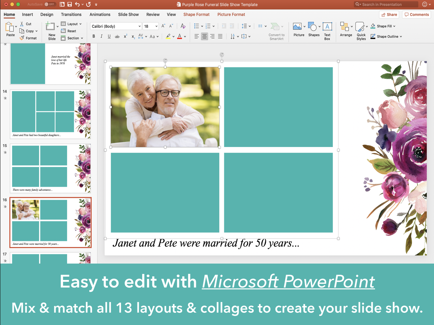 4 Page Floral Display Funeral Program + Sign, Slide Show & Bookmark (Commercial License)
