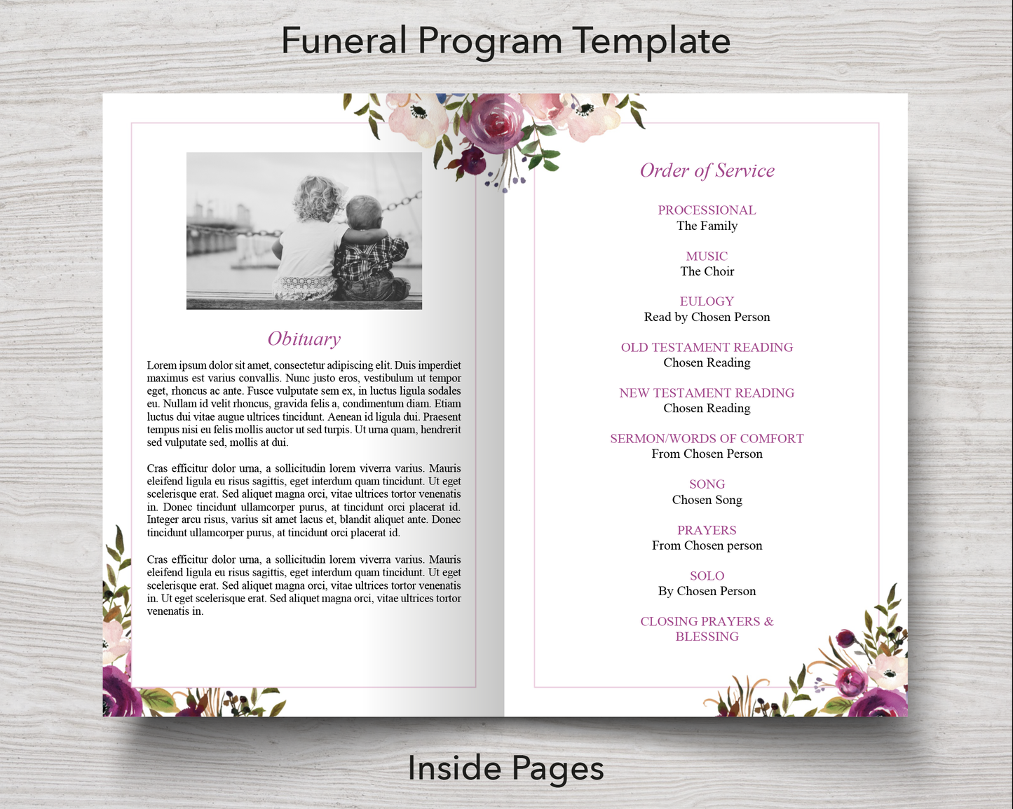 4 Page Floral Display Program + Sign, Slide Show, Thank You & Invite