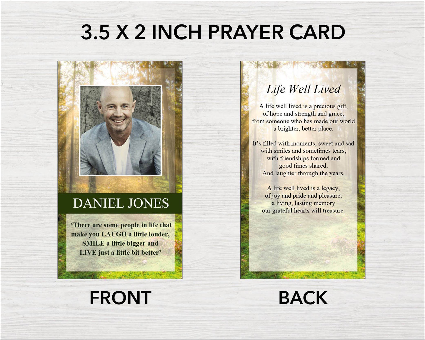 4 Page Forest Funeral Program Template + Prayer Card