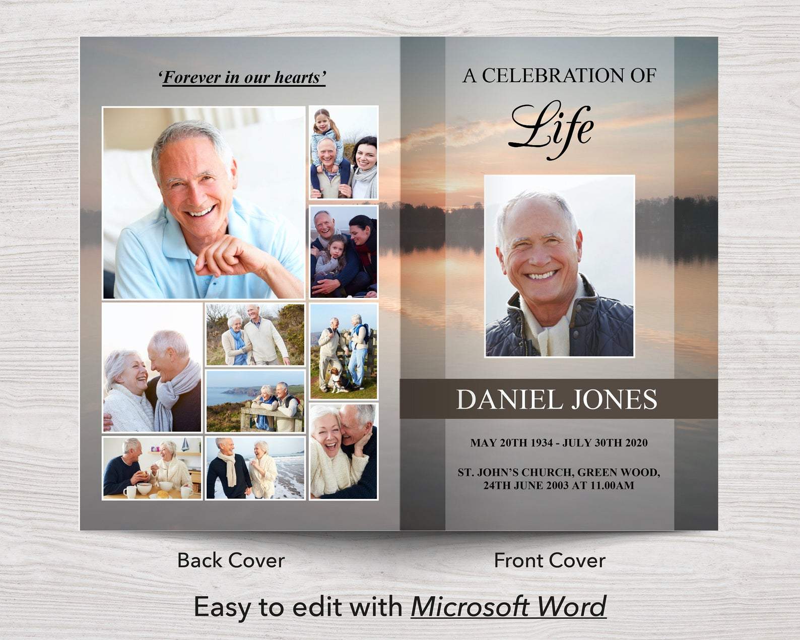 4 Page Lake Sunset Funeral Program Template – Funeral Templates