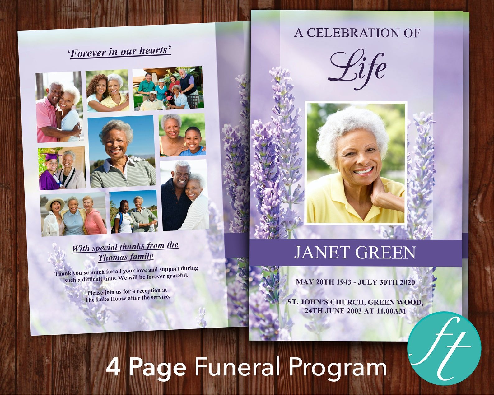 4 Page Lavender Funeral Program Template – Funeral Templates