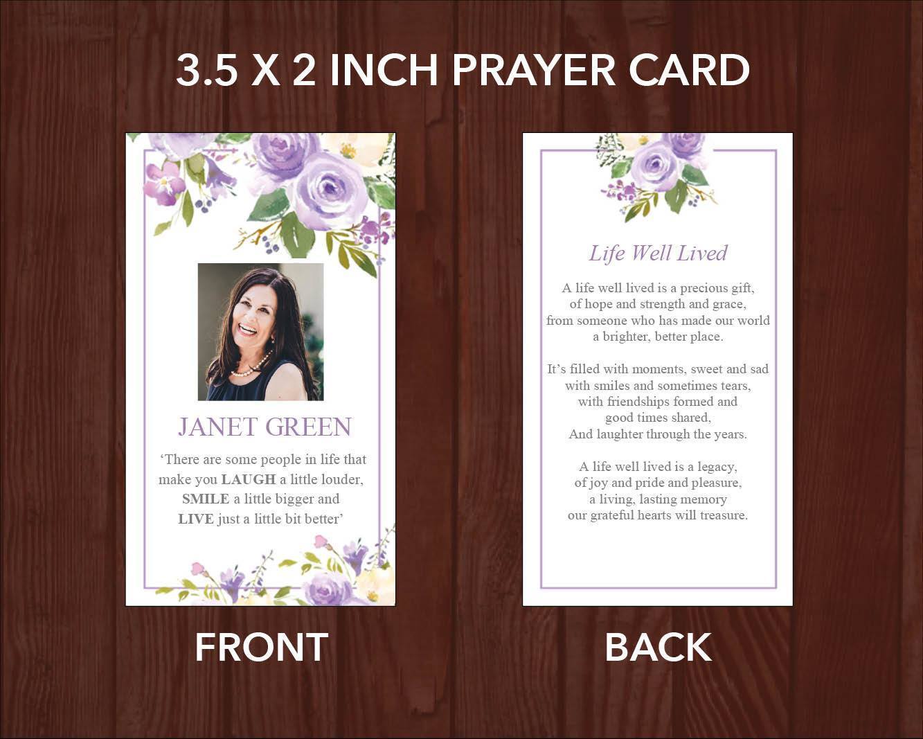 4 Page Lilac Bouquet Funeral Program Template + Prayer Card
