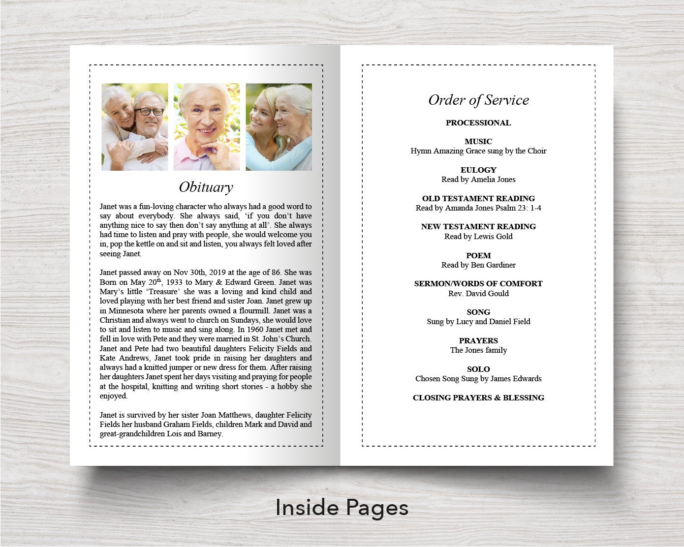4 Page Loving Memory Funeral Program Template