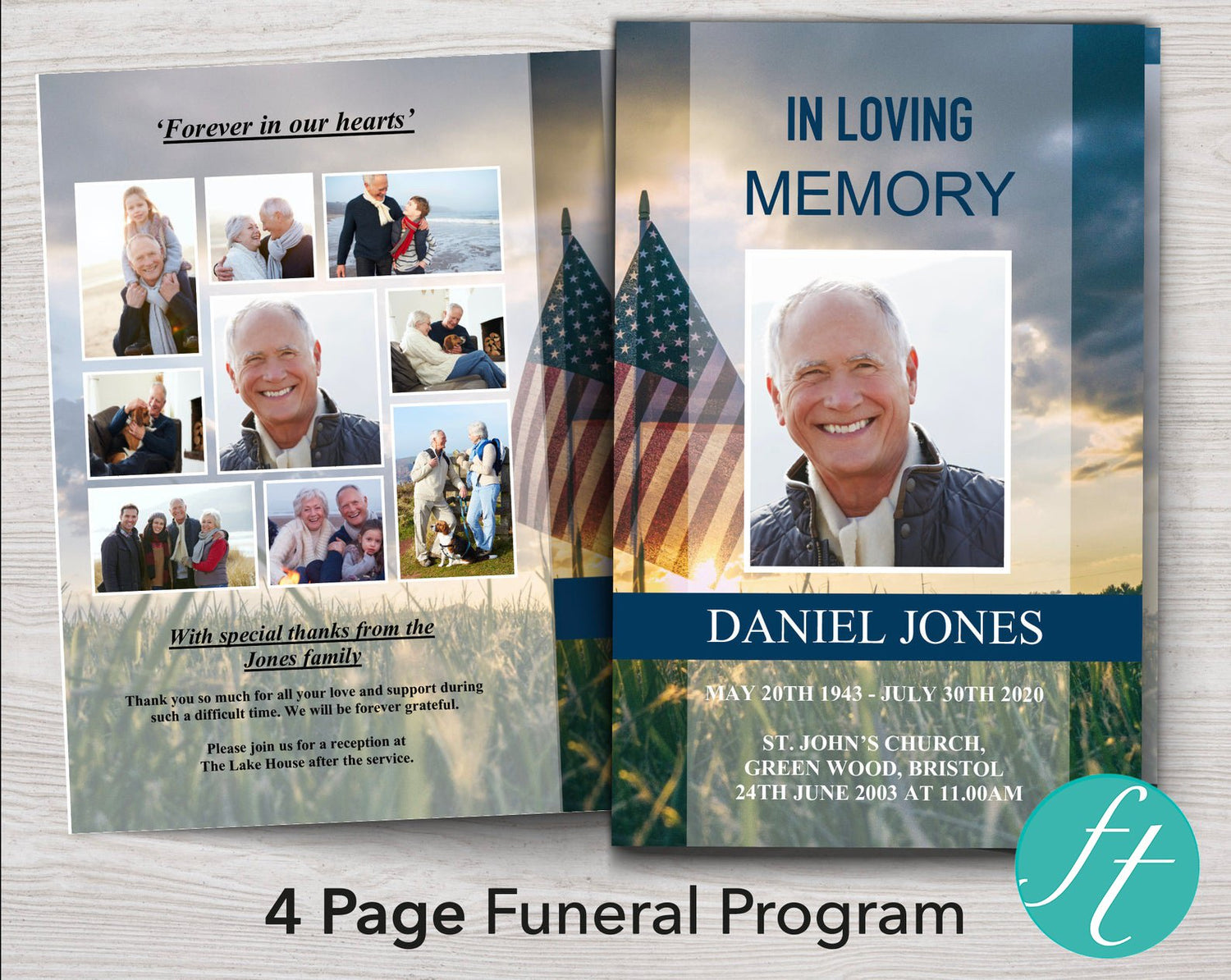 4 Page Military Funeral Program Template
