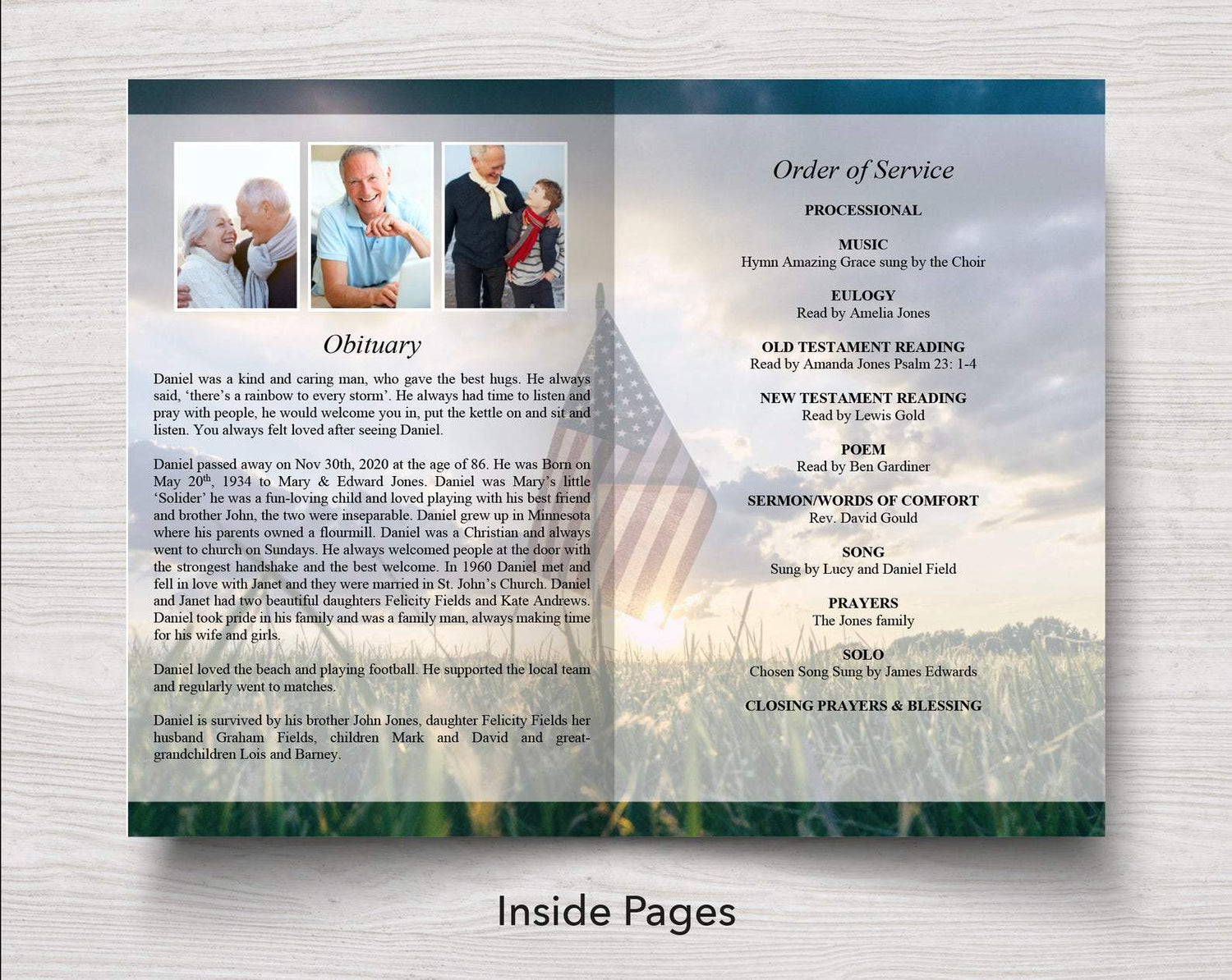 4 Page Military Funeral Program Template