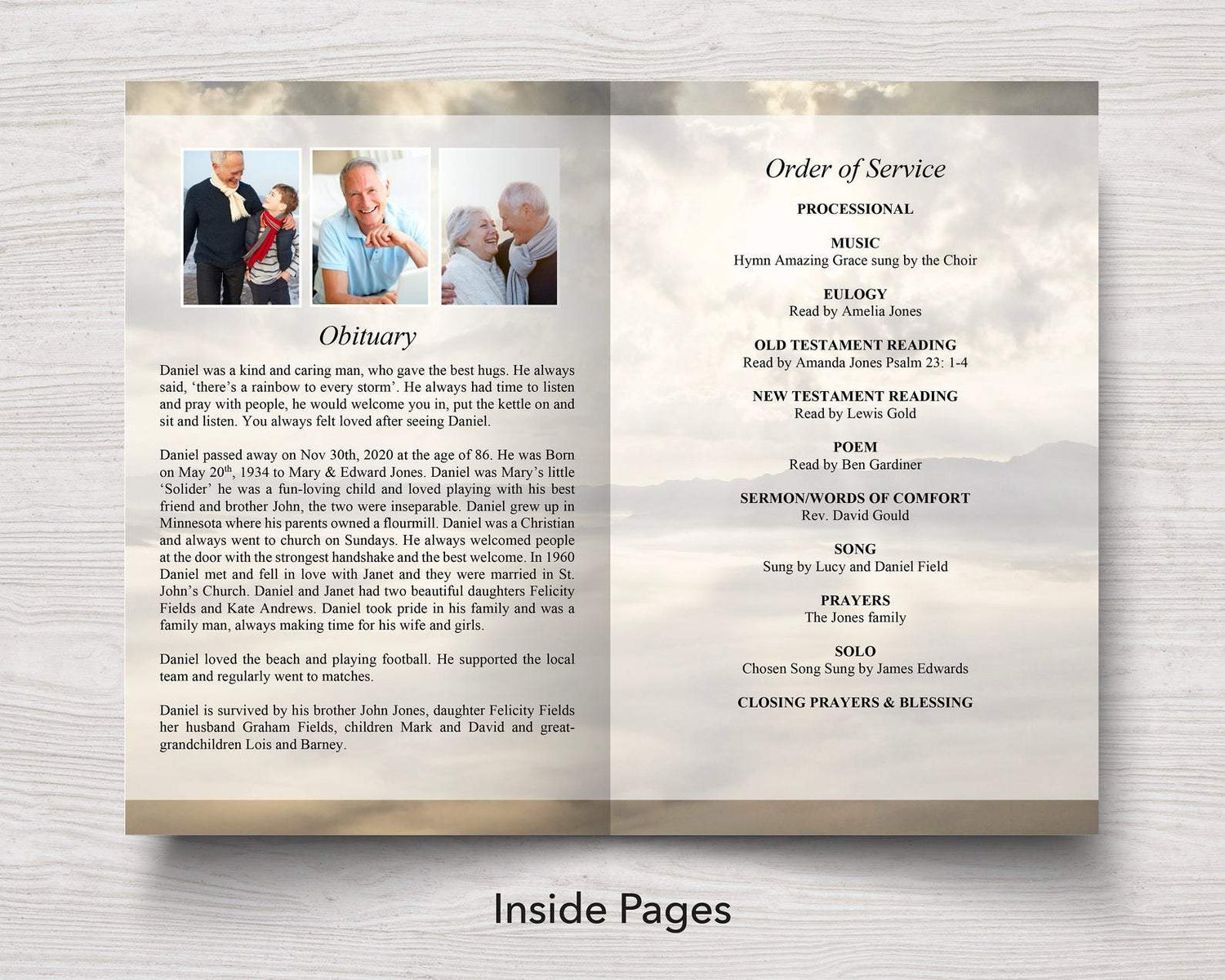 4 Page Mountain Funeral Program Template