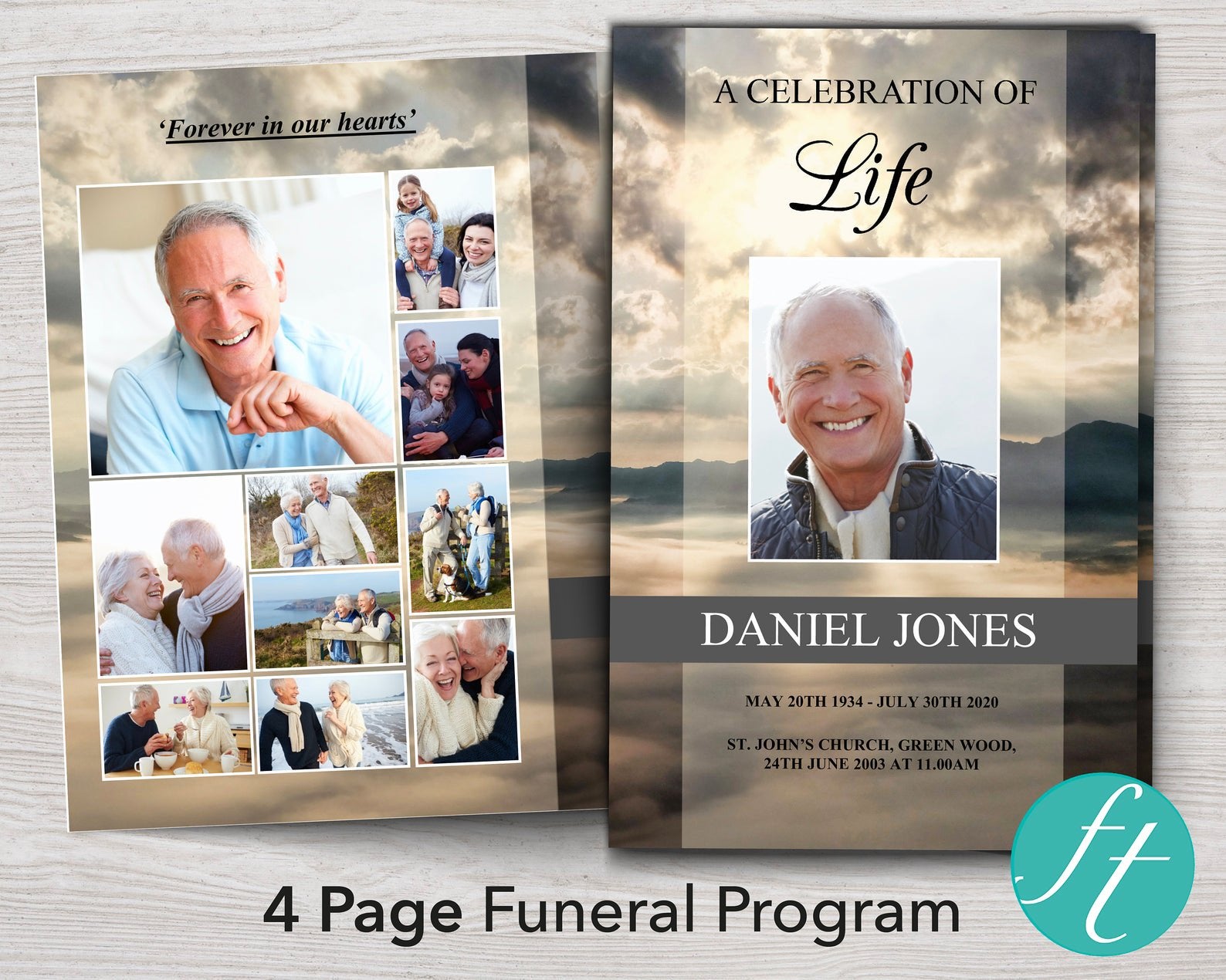 4 Page Mountain Funeral Program Template – Funeral Templates