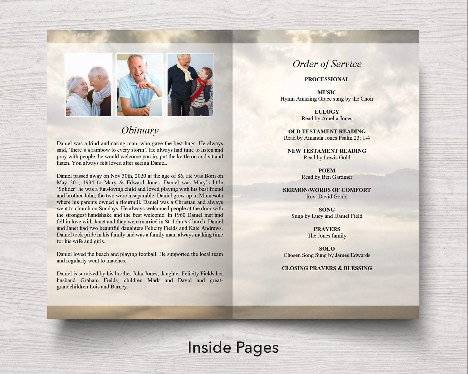4 Page Mountain Top Funeral Program Template