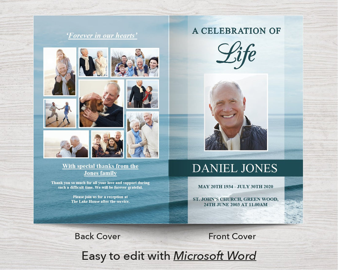 4 Page Ocean Funeral Program Template – Funeral Templates