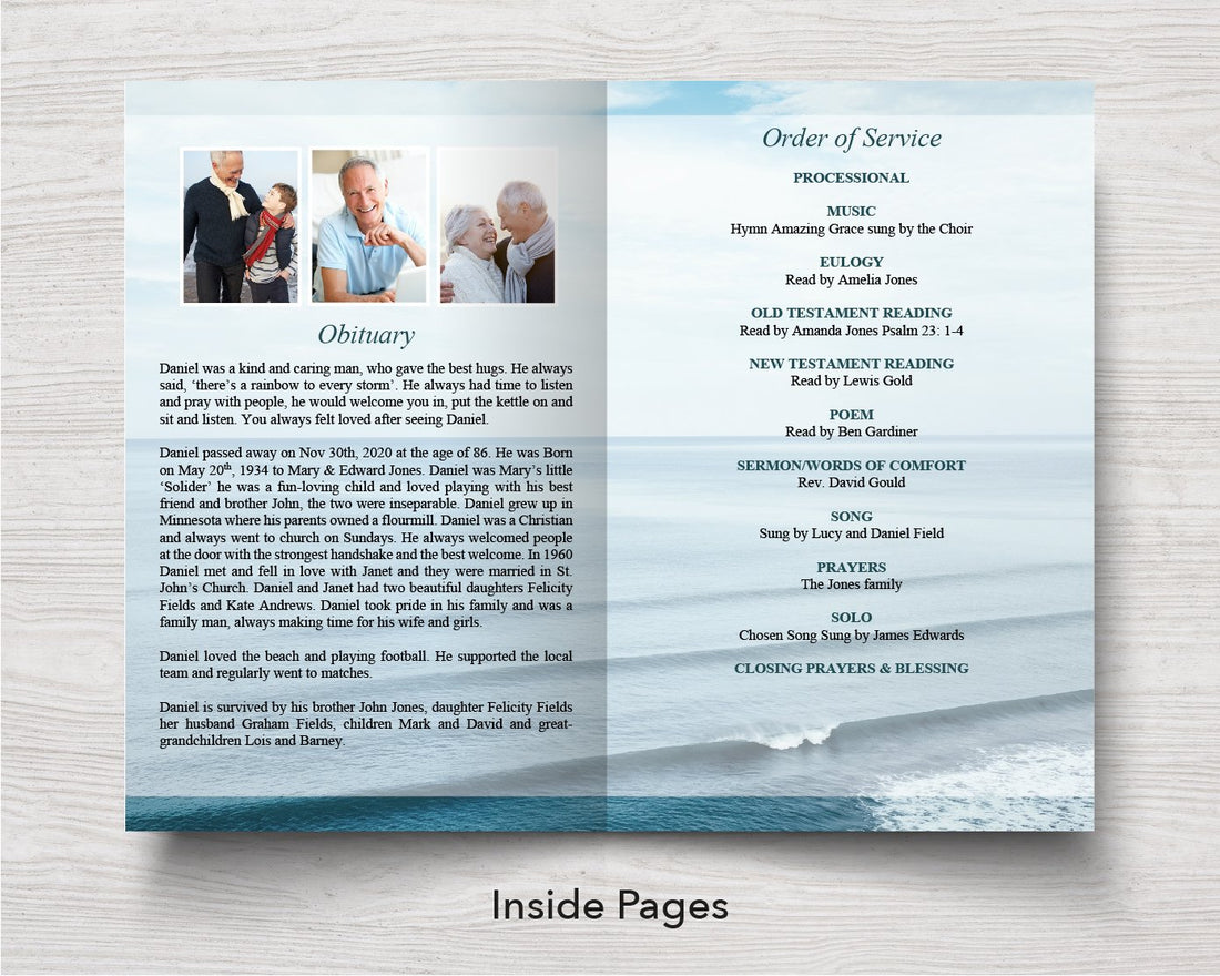 4 Page Ocean Funeral Program Template – Funeral Templates