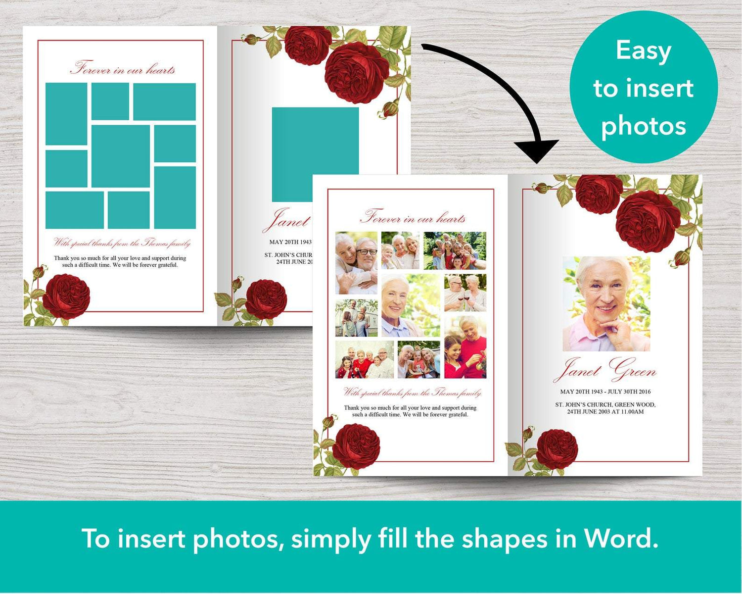 Red Roses Funeral Booklet Red Rose Funeral Program Template – Funeral Templates