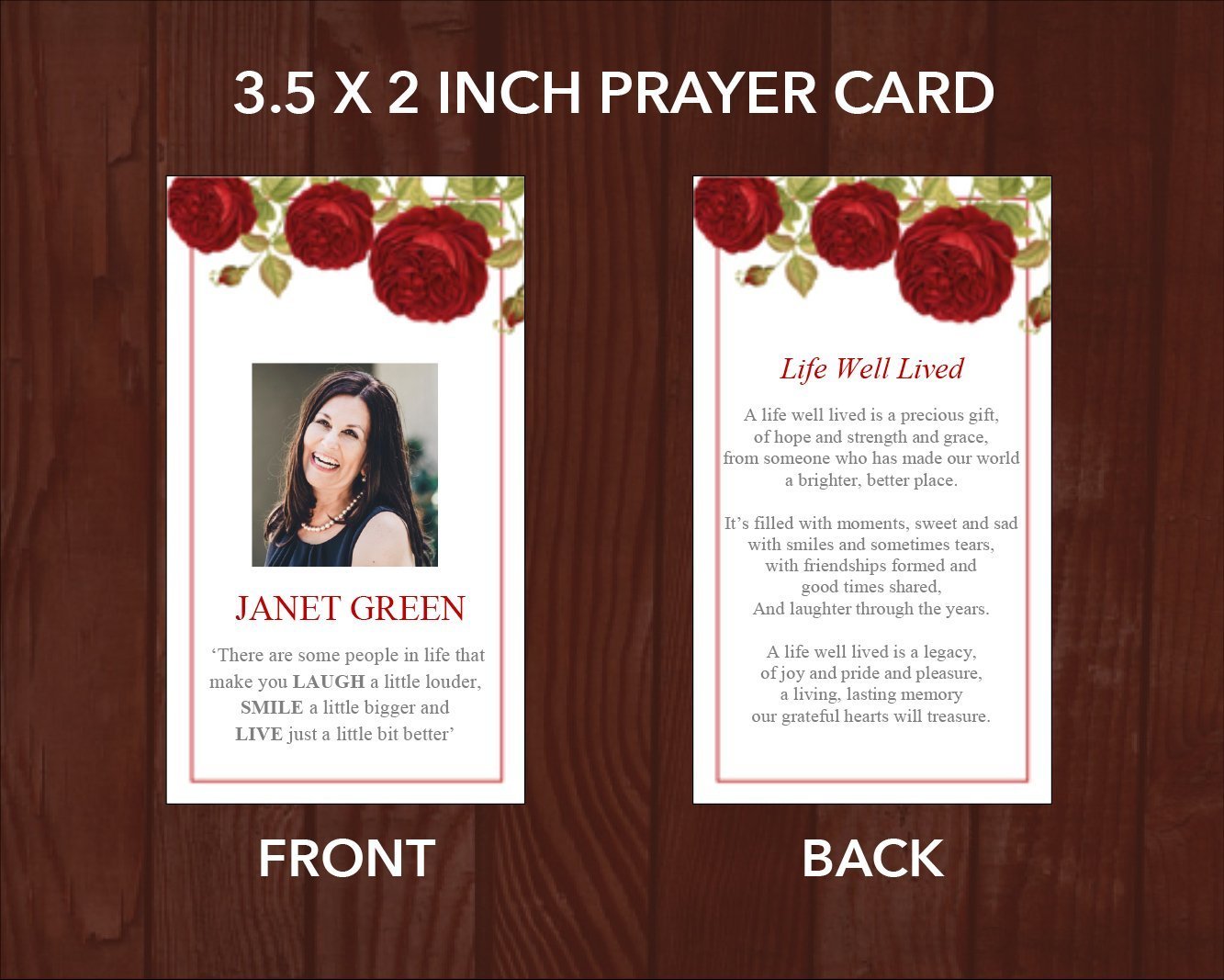 4 Page Red Rose Funeral Program Template + Prayer Card
