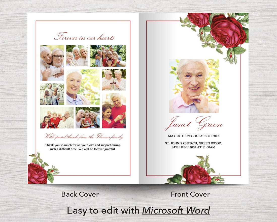 Rose Garden Funeral Program Template Funeral Templates