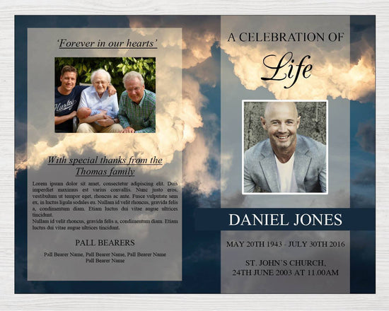 4 Page Sky Funeral Program Template + 4 matching Templates – Funeral ...