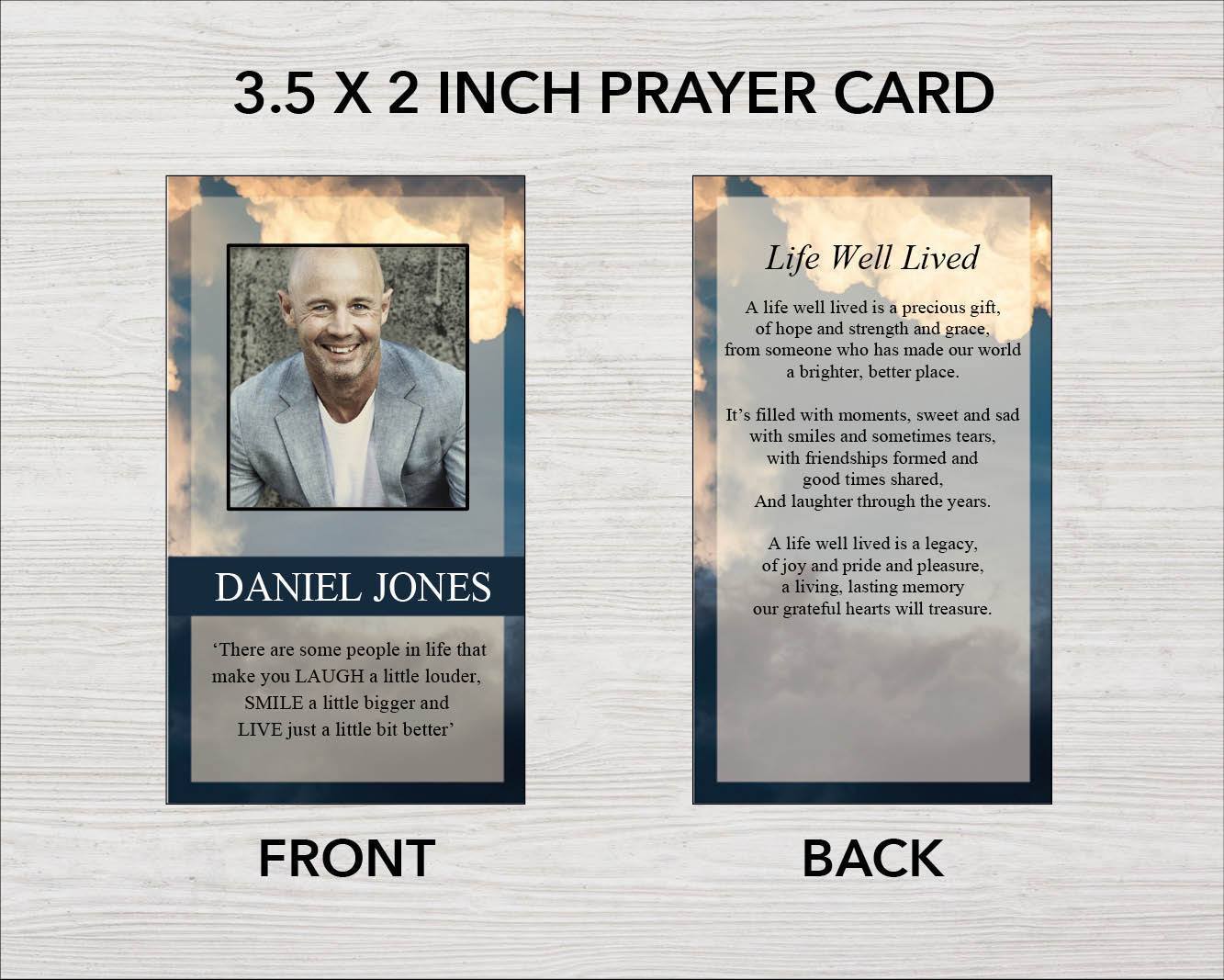 4 Page Sky Funeral Program Template + Prayer Card