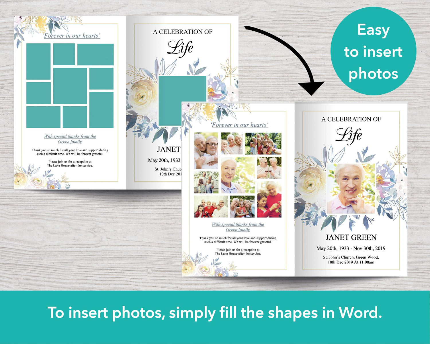 4 Page Spring Bloom Funeral Program Template – Funeral Templates