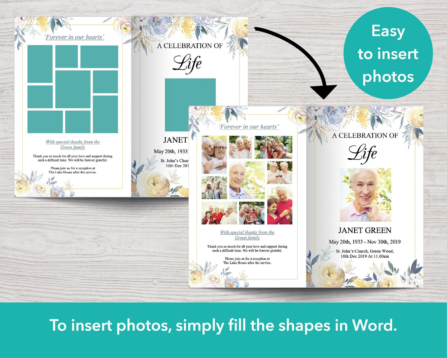 4 Page Spring Bouquet Funeral Program Template – Funeral Templates