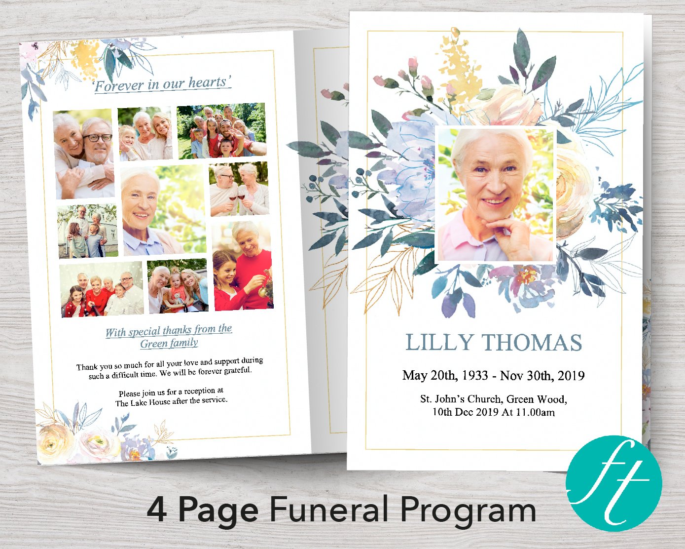 4 Page Spring Burst Funeral Program Template – Funeral Templates