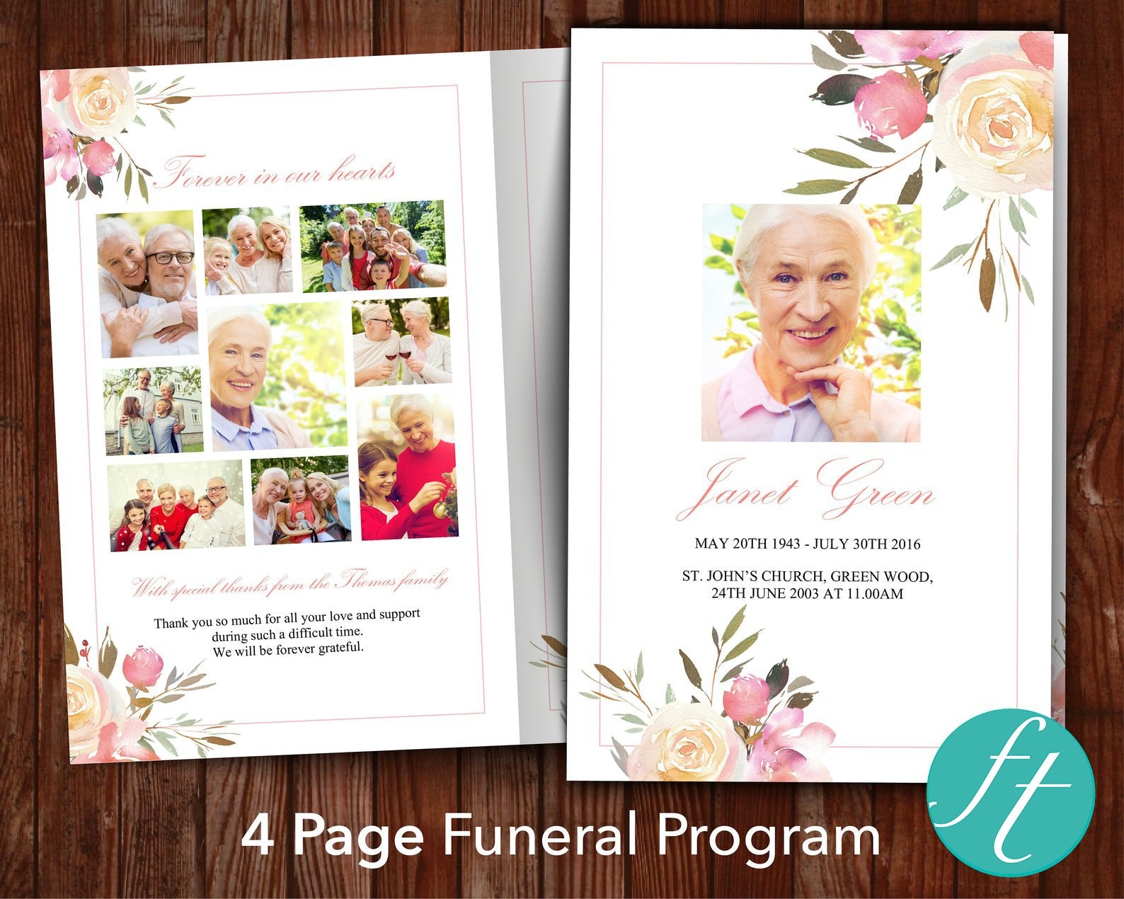 4 Page Spring Flowers Funeral Program Template – Funeral Templates