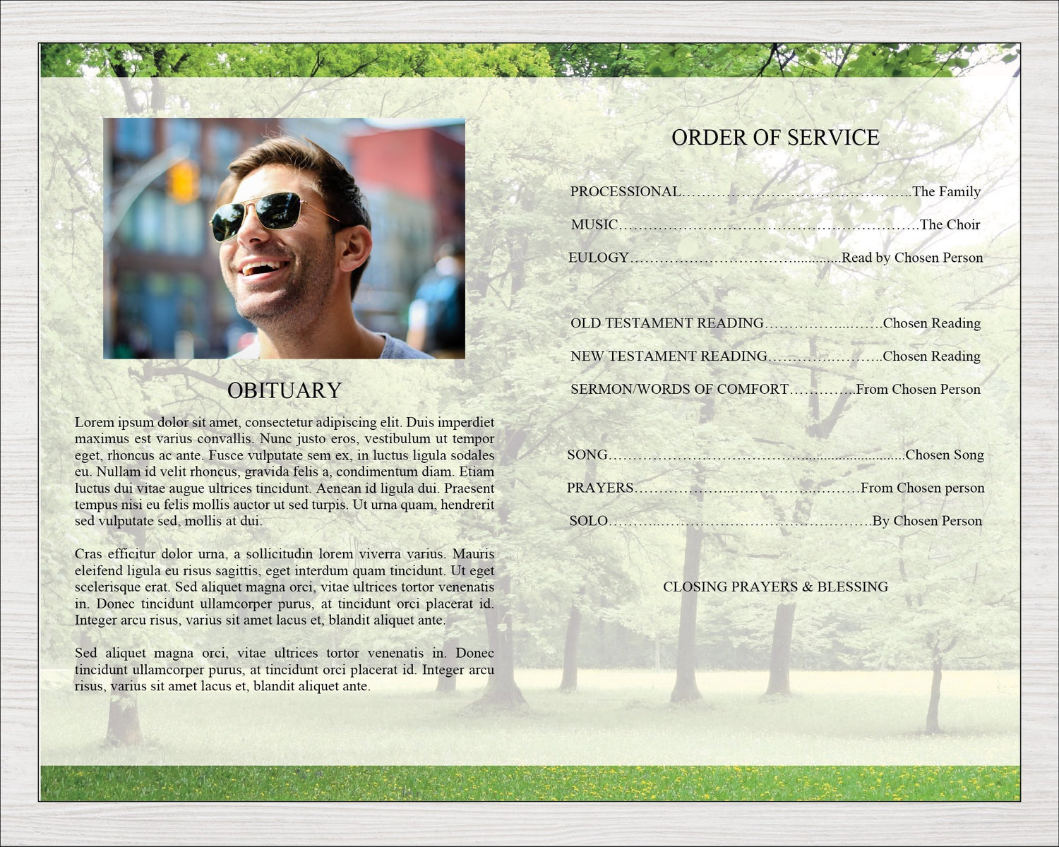 4 Page Trees Funeral Program Template