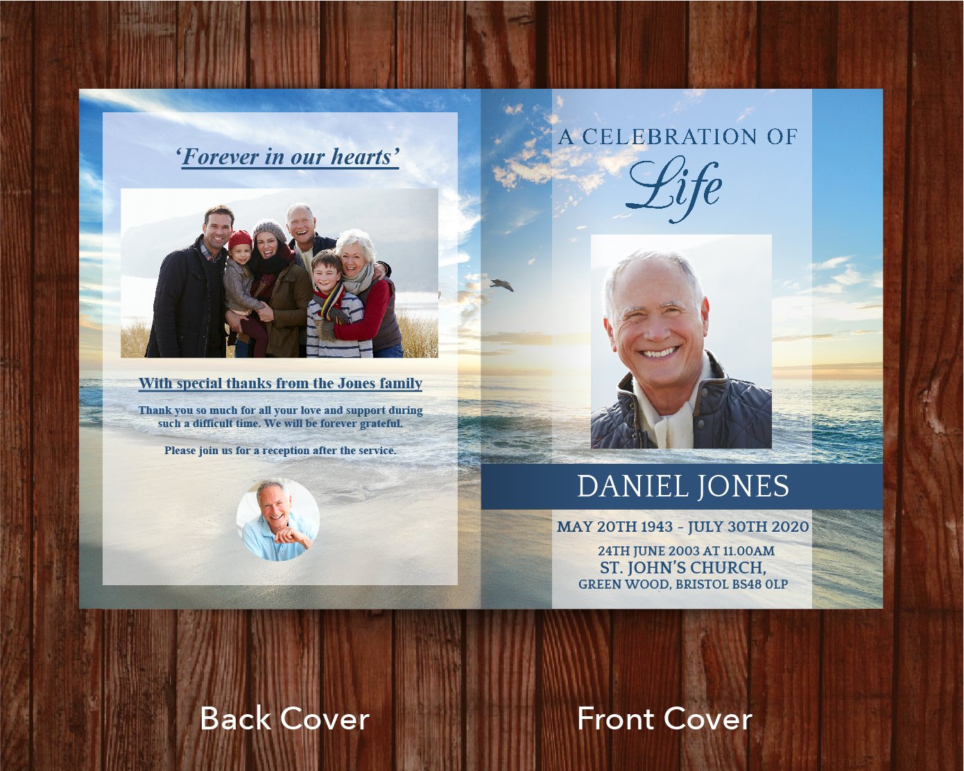 8 Page Beach Funeral Program Template (11 x 17 inches) – Funeral Templates