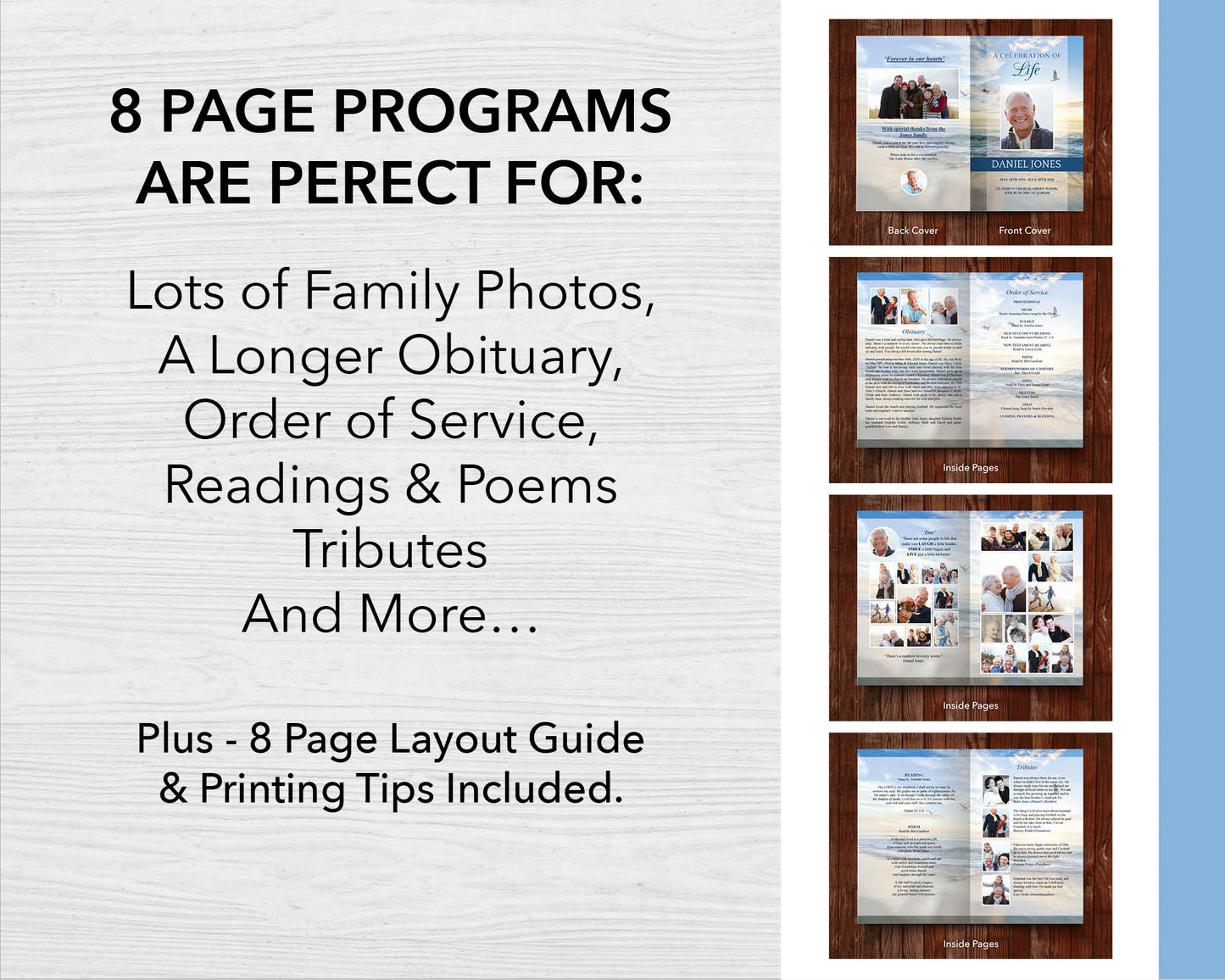 8 Page Beach Funeral Program Template