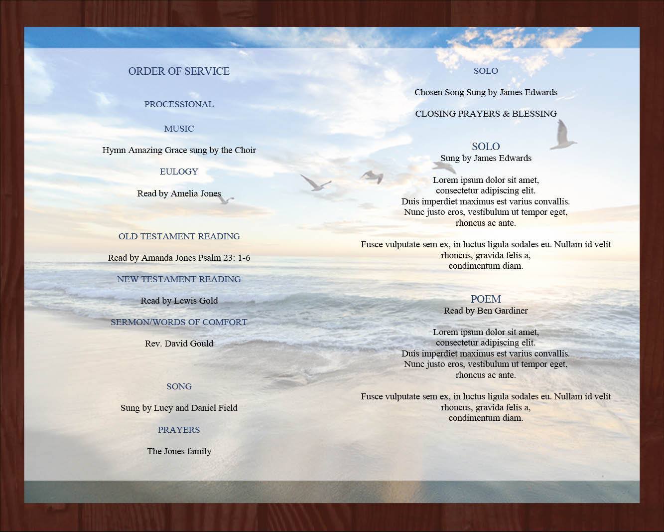 8 Page Beach Funeral Program Template + Prayer Card – Funeral