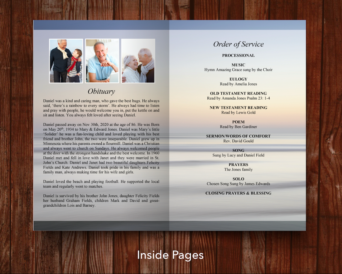 8 Page Beach Sunset Funeral Program Template – Funeral Templates
