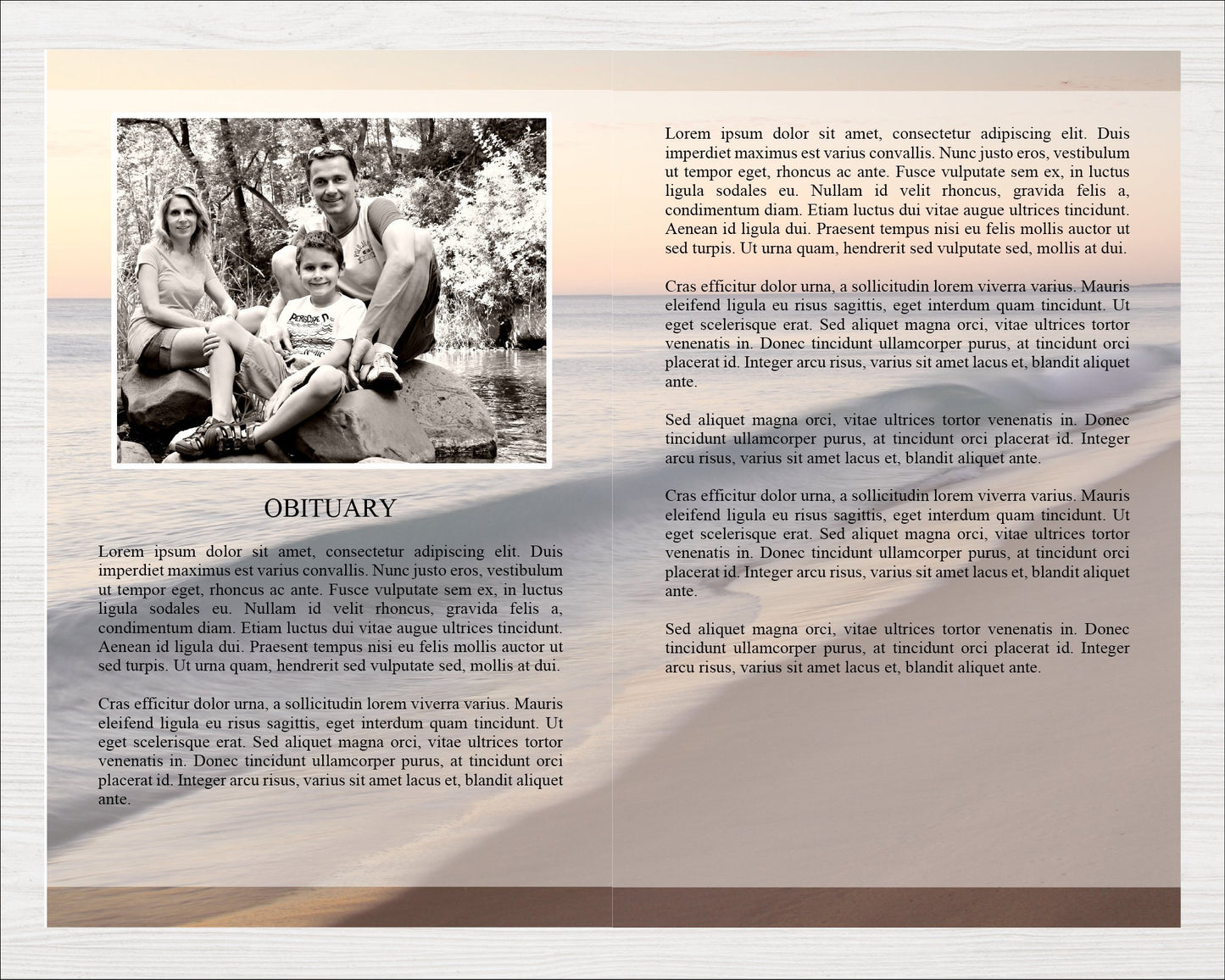 8 Page Beach Wave Funeral Program Template