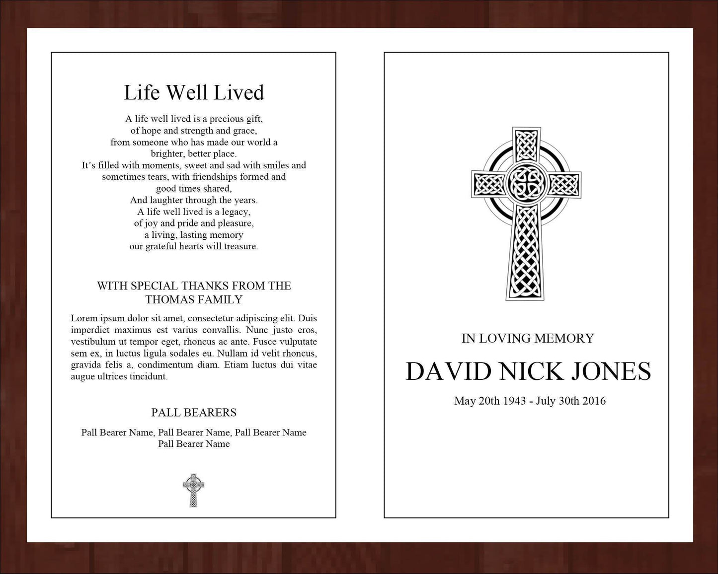 Funeral Program Catholic No Mass