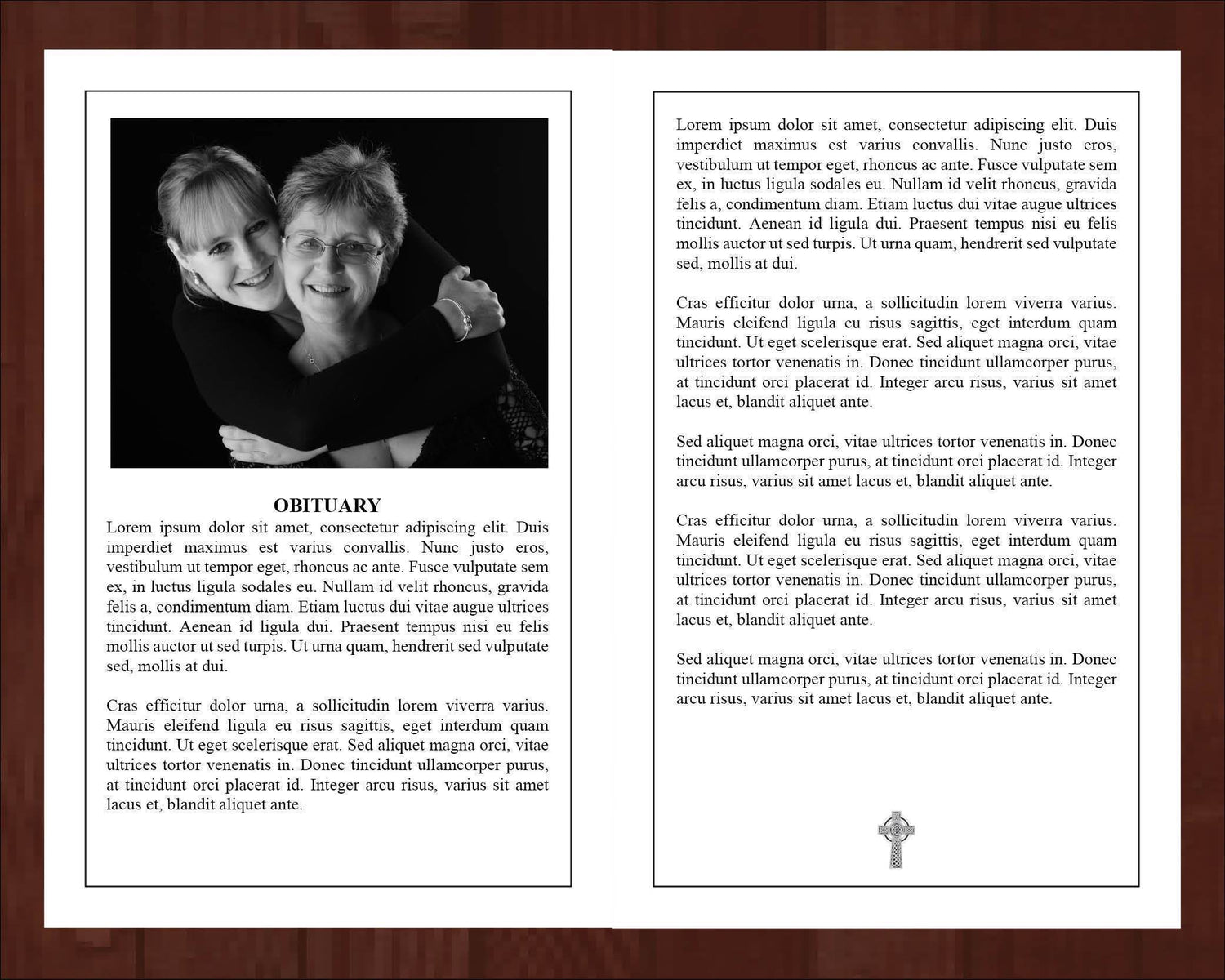 8 Page Catholic Cross Funeral Program Template