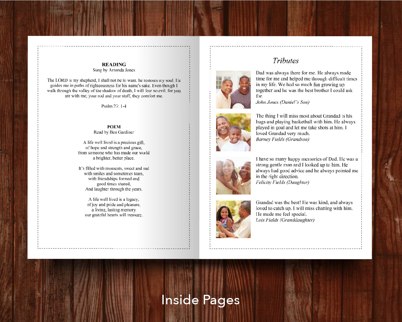 8 Page Classic Funeral Program Template (11 x 17 inches)