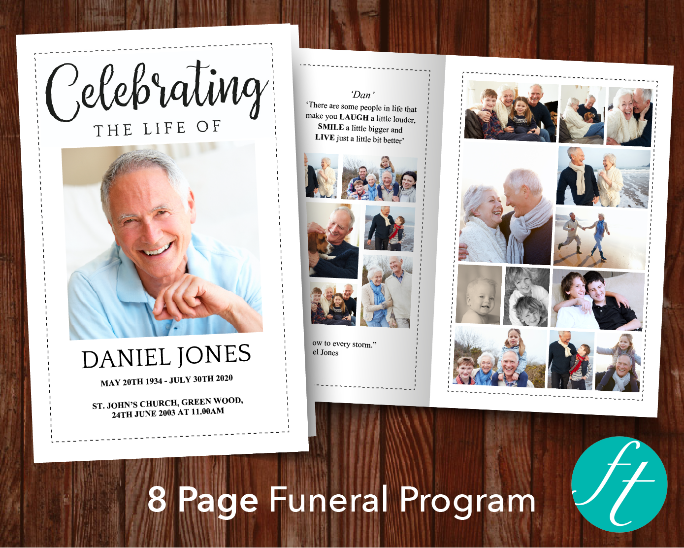 8 Page Classic Funeral Program Template