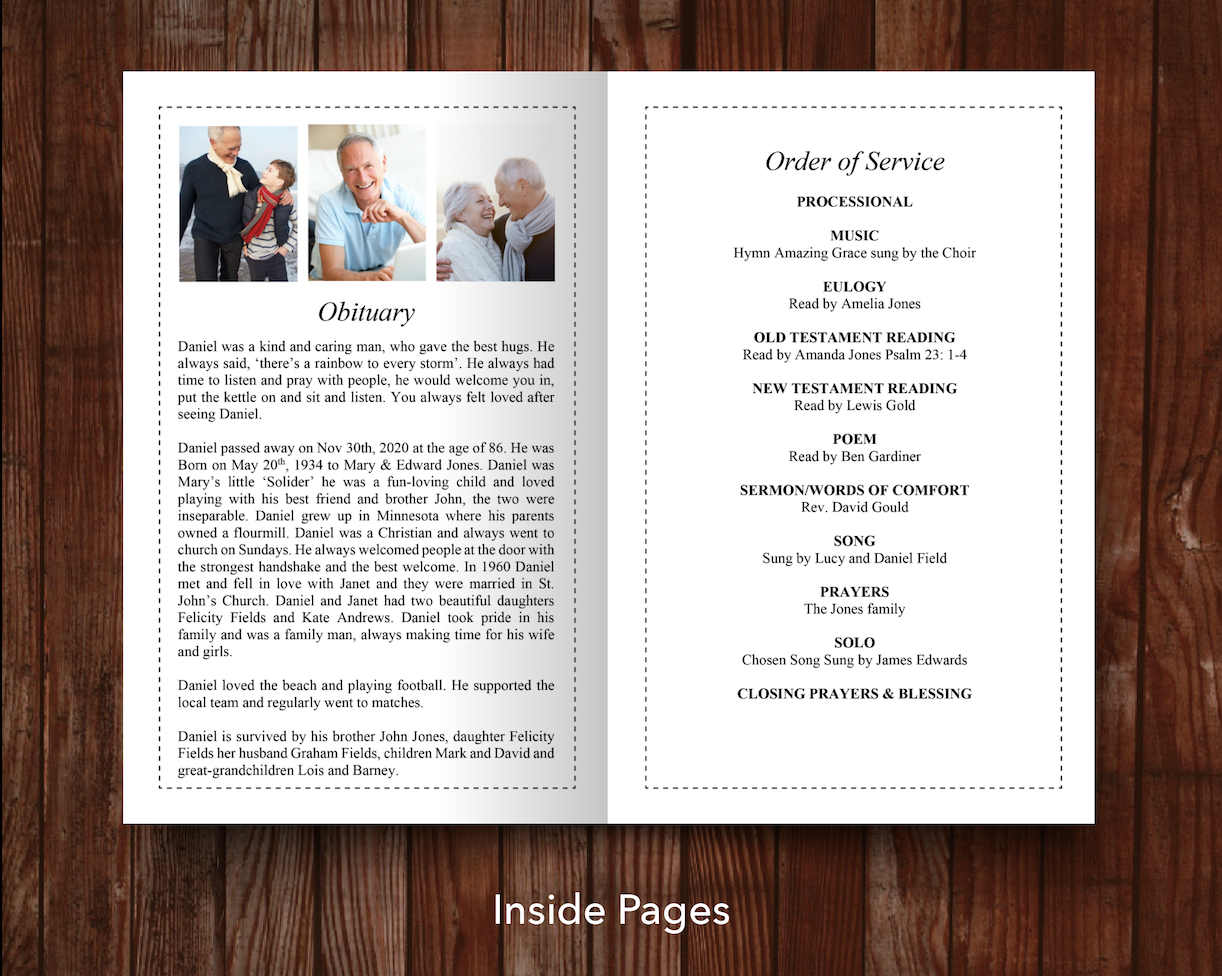 8 Page Classic Funeral Program Template