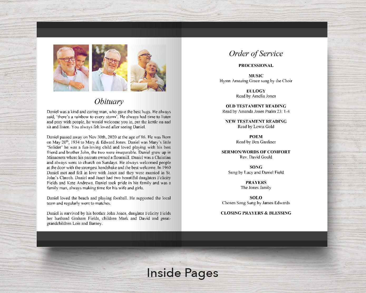 8 Page Classic Grey Funeral Program Template