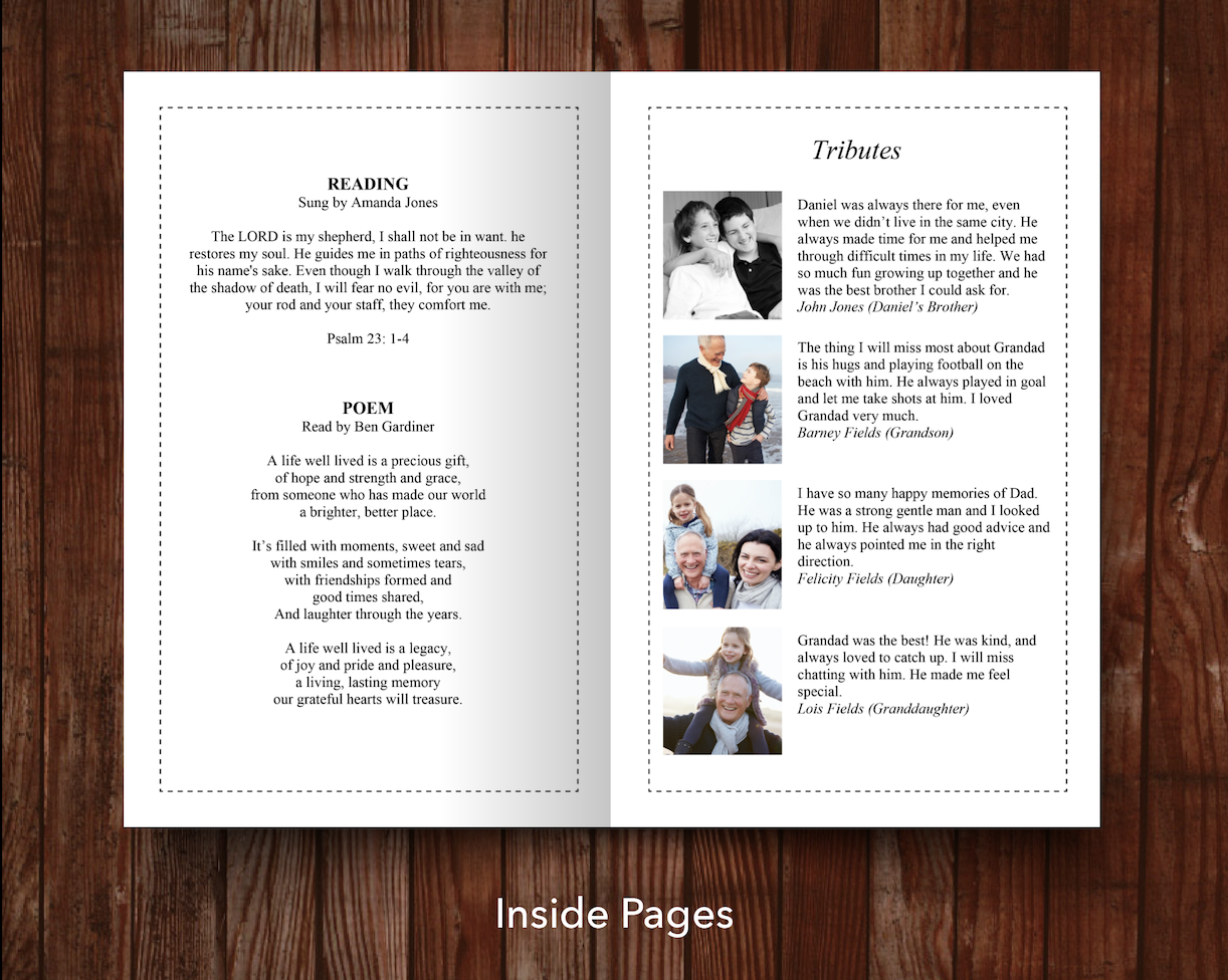 8 Page Essential Funeral Program Template