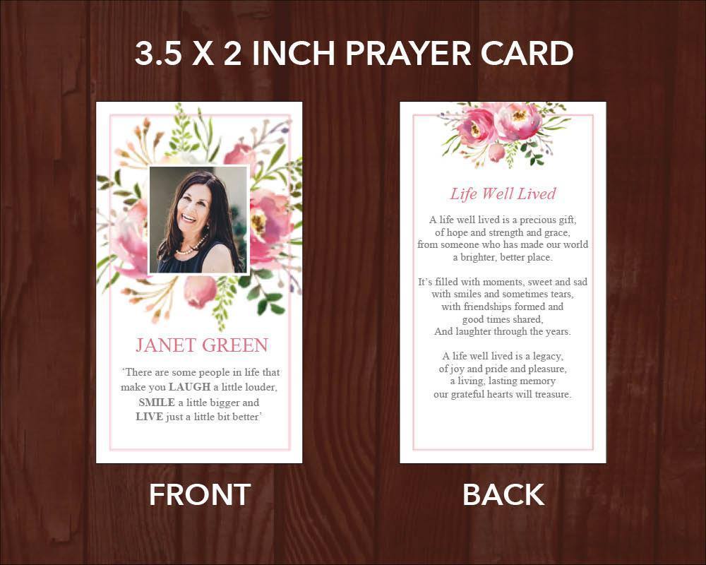 8 Page Floral Burst Funeral Program Template + Prayer Card