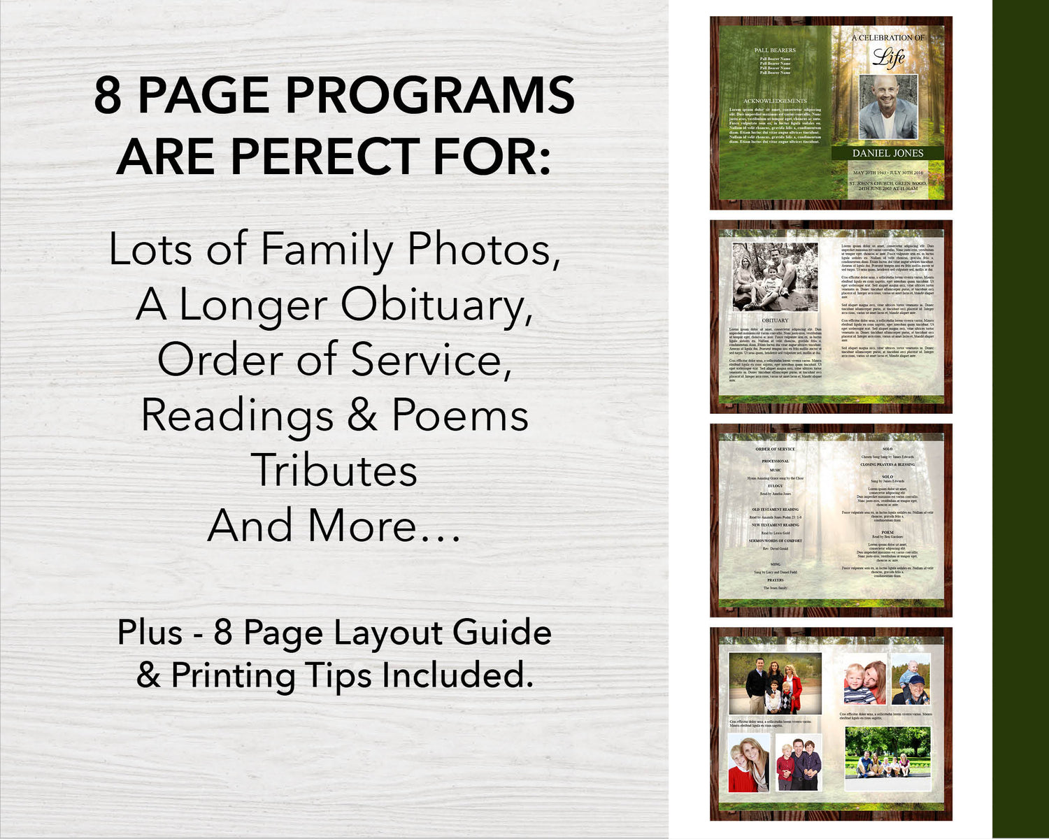 8 Page Forest Funeral Program Template