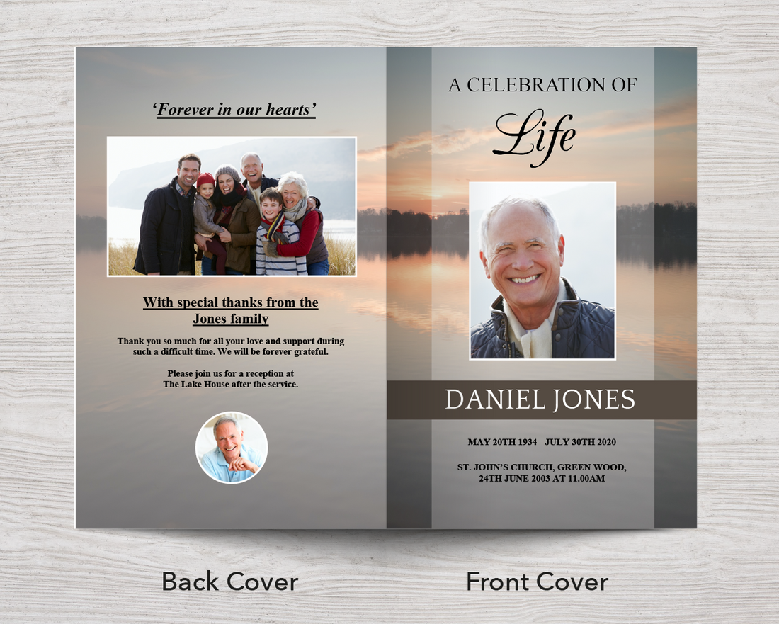 8 Page Lake Sunset Funeral Program Template – Funeral Templates