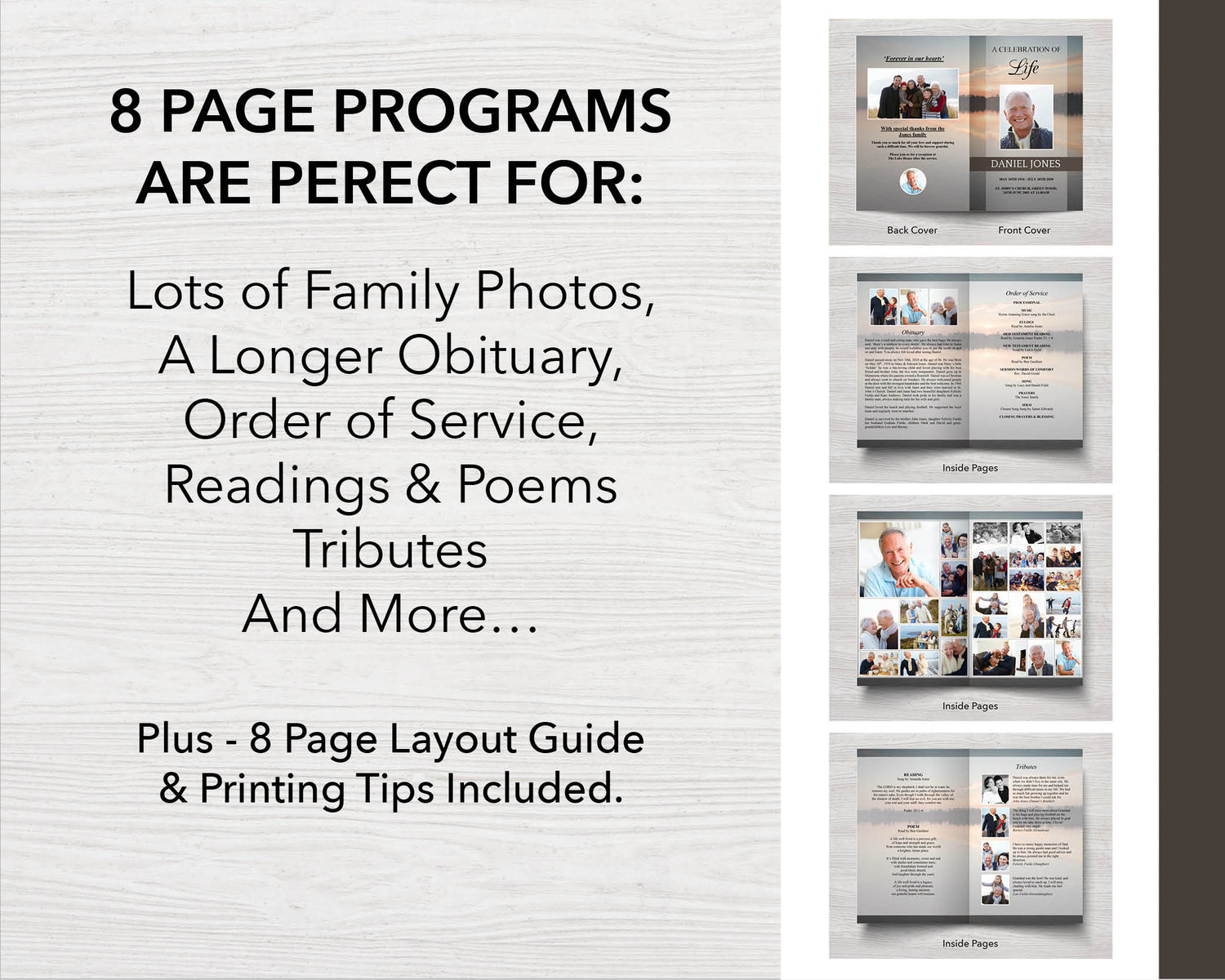 8 Page Lake Sunset Funeral Program Template