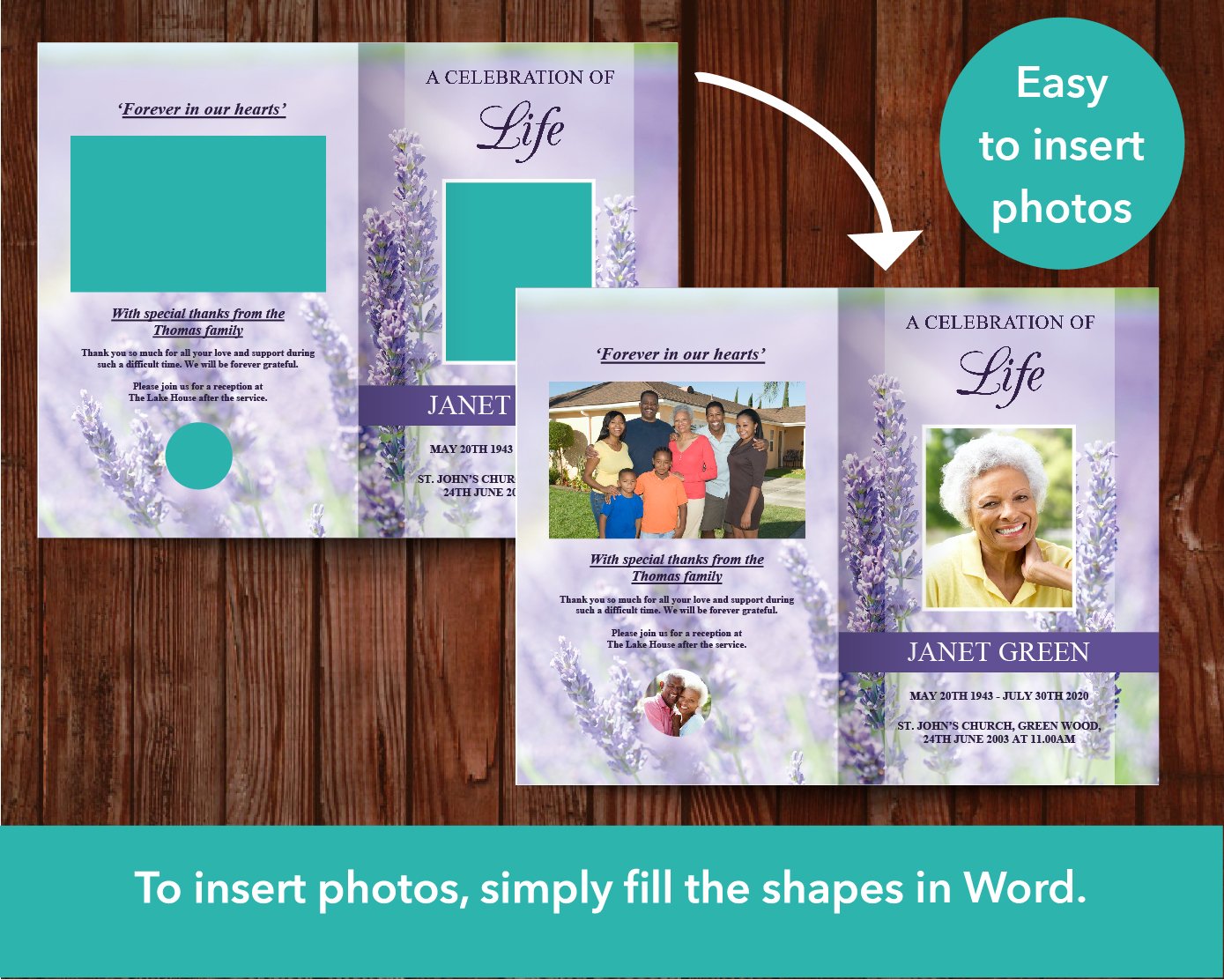 8 Page Lavender Funeral Program Template