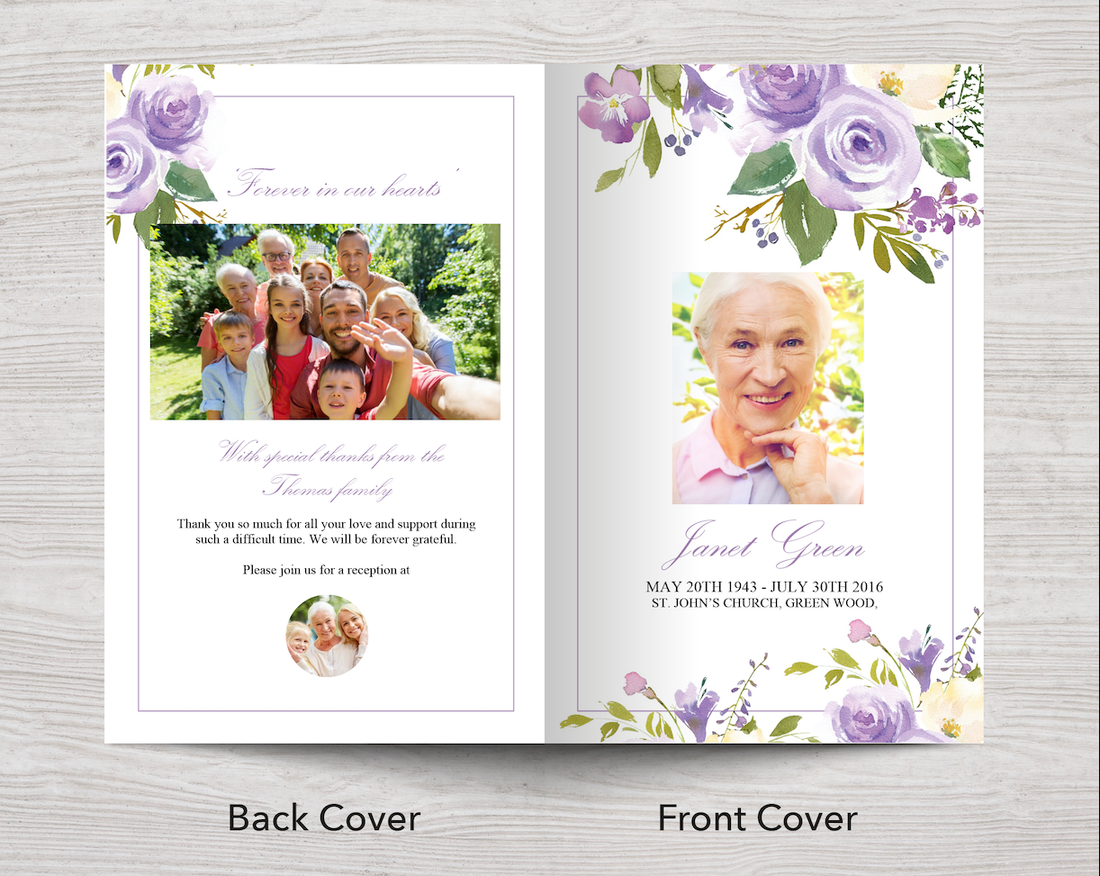 8 Page Lilac Bouquet Funeral Program Template – Funeral Templates